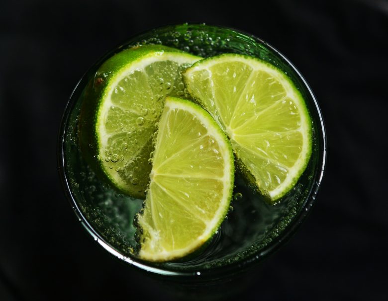 Glass of water with lime