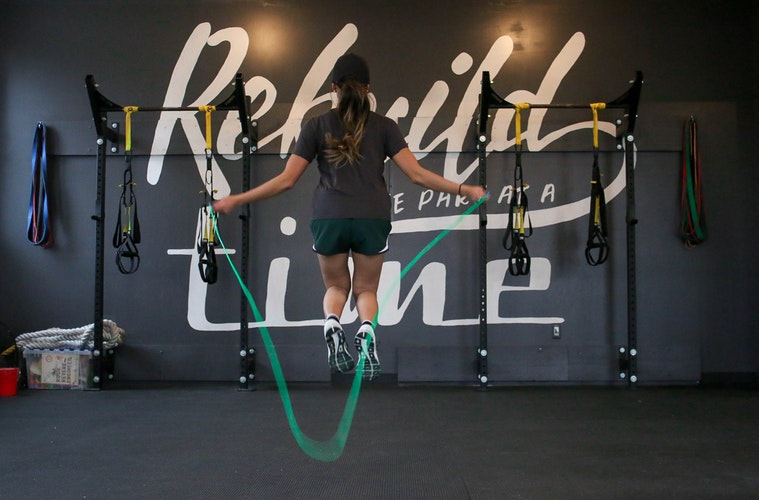 A girl jumping rope