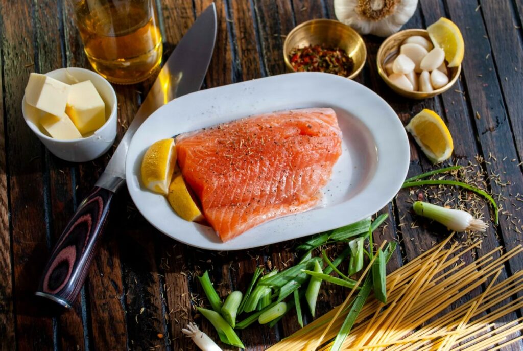a healthy salmon dish full of omega acids